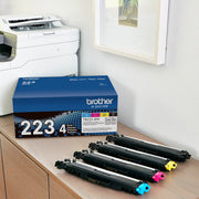 Brother Genuine TN223 4PK, Standard-Yield Toner Cartridge, Four Pack | Includes black, cyan, magenta, yellow cartridges for HL-L3210CW, MFC-L3710CW, MFC-L3770CDW printers