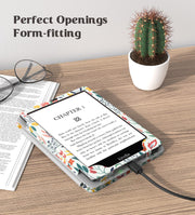 Moko Case for 7"/6.8" Kindle Paperwhite 12/11th Gen & Kindle Colorsoft for Signature Edition 2024, Slim PU Shell Cover with Auto-Wake/Sleep, Flowers