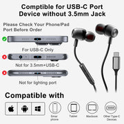 USB C Headphones Wired Earbuds for Samsung iPhone 18/17/16/15 Pro Max
