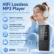 64GB MP3 Player with Bluetooth 5.3, Music Player with HiFi Sound for Sports Runners, 2.4" Screen MP3 Player Built in HD Speaker Voice Recorder FM Radio E-Book, Expanded Up to 128GB, Earphone Included