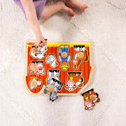 Melissa & Doug Farm Animals Jumbo Knob Wooden Peg Puzzle | 8 Jumbo Peg Pieces, Wooden Board, Farm Animal Matching, Shape Recognition, Montessori Inspired Toddler Toys for Kids, Ages 1+