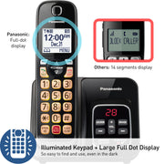 Panasonic Cordless Phone with Answering Machine, 2 Handsets Landline Phone | Home phones landline cordless featuring an answering machine, call block and caller ID, Metallic Black, KX-TGD832M