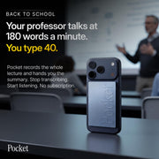 Pocket AI Voice Recorder, Auto Transcription, AI Note Taker, Space Grey | Recording Device, Action Items, Mind Maps, Ask Pocket, 4-Day Battery, MagSafe, iOS & Android