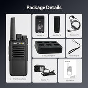 Retevis RT68 Business FRS Walkie Talkies Long Range with Earpieces 6 Pack | Rugged & Compact, License-Free, Powerful 500mW Speaker, 12-Hour Battery, Long-Term Supply, for Schools, Retail & Hospitality