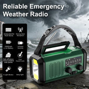 Leaton Hand Crank Emergency Radio, NOAA Weather Radio AM/FM,10000mAh | Solar charging, Rechargeable Battery Powered, USB-C Charger, Flashlight, SOS Alarm, for Camping Survival Emergencies