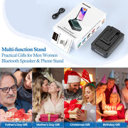 JTEMAN Cell Phone Stand with Bluetooth Speaker,Birthday Gifts for Men Women | Big Sound & Clear Audio,Cool Tech Gadget Wireless Speaker, Unique Ideal Gifts, Foldable Adjustable Phone Stand for Desk