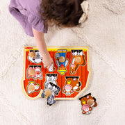 Melissa & Doug Farm Animals Jumbo Knob Wooden Peg Puzzle | 8 Jumbo Peg Pieces, Wooden Board, Farm Animal Matching, Shape Recognition, Montessori Inspired Toddler Toys for Kids, Ages 1+