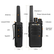 Retevis RT68 Business FRS Walkie Talkies Long Range with Earpieces 6 Pack | Rugged & Compact, License-Free, Powerful 500mW Speaker, 12-Hour Battery, Long-Term Supply, for Schools, Retail & Hospitality