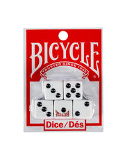 Bicycle 5 Dice Set Six Sided D6 Standard Game White Black 16 mm | Premium quality, Made with recycled and sustainably sourced materials, 5 count