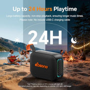 Portable Bluetooth Speaker Line-in Support: IPX5 Waterproof, Black | Up to 24H Playtime, HD Sound, TWS Pairing, LED Light, Outdoor Speaker for Beach, Pool, Travel, School Supplies for Adult Teen