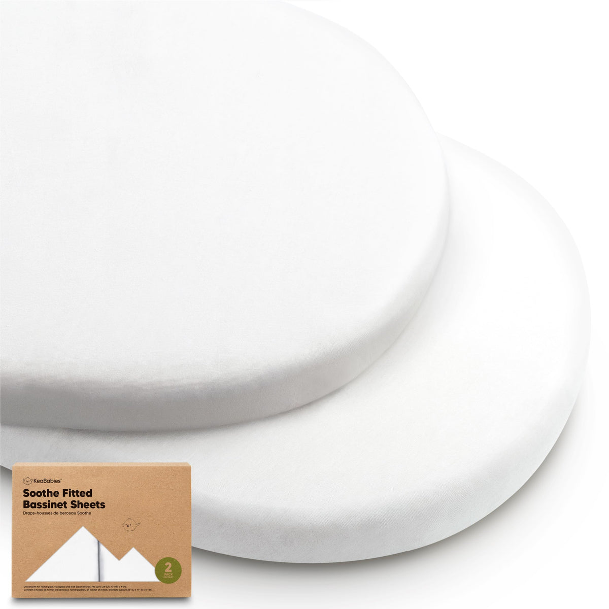 2pk Organic Baby Bassinet Sheets Boys, Girls, Fitted Sheet (Soft White) | 100% Cotton Bassinet Mattress Sheets, Compatible with Halo Bassinest Swivel Sleeper, Graco, Baby Delight, Universal Fitted