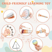 YHHYTOY Montessori Toys Wooden Baby Musical Instruments Set for Toddlers | 18 Month Old Toys Toddler Percussion Instruments, Xylophone Maracas Tambourine Birthday Christmas Gifts for Girls Boys Kids