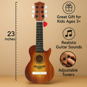 23" Acoustic Guitar, Kids 6 String Toy Guitar - Realistic Steel Strings - Beginner Practice First Musical Instrument for Children, Toddlers (Brown)