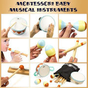 Kids Drum Set with Montessori Wooden Musical Instruments and Music Toys | Wooden Drum, Montessori Wooden Toys, Percussion Instruments, Preschool Learning, Classroom Use, Birthday Gift