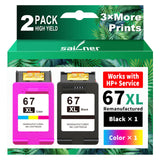 67XL Ink Cartridges Black/Color Combo Pack Replacement for HP Ink 67 HP67XL | High Yield 67XL Ink Compatible with HP DeskJet 2755e 2855e 2700 2700e 4155e 2734e 2827e 4100e Envy 6055 6455e Printer 2PK