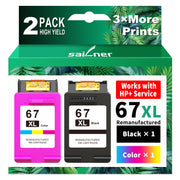 67XL Ink Cartridges Black/Color Combo Pack Replacement for HP Ink 67 HP67XL | High Yield 67XL Ink Compatible with HP DeskJet 2755e 2855e 2700 2700e 4155e 2734e 2827e 4100e Envy 6055 6455e Printer 2PK