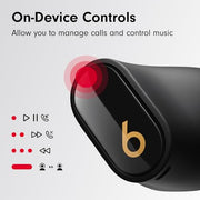 Beats Studio Buds + | True Wireless Noise Cancelling Earbuds, Enhanced Apple & Android Compatibility, Built-in Microphone, Sweat Resistant Bluetooth Headphones, Spatial Audio - Black/Gold