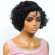 (Wadjet) Body Wave Pixie Cut Human Hair Lace Wig, Short Brazilian Style with Baby Hair