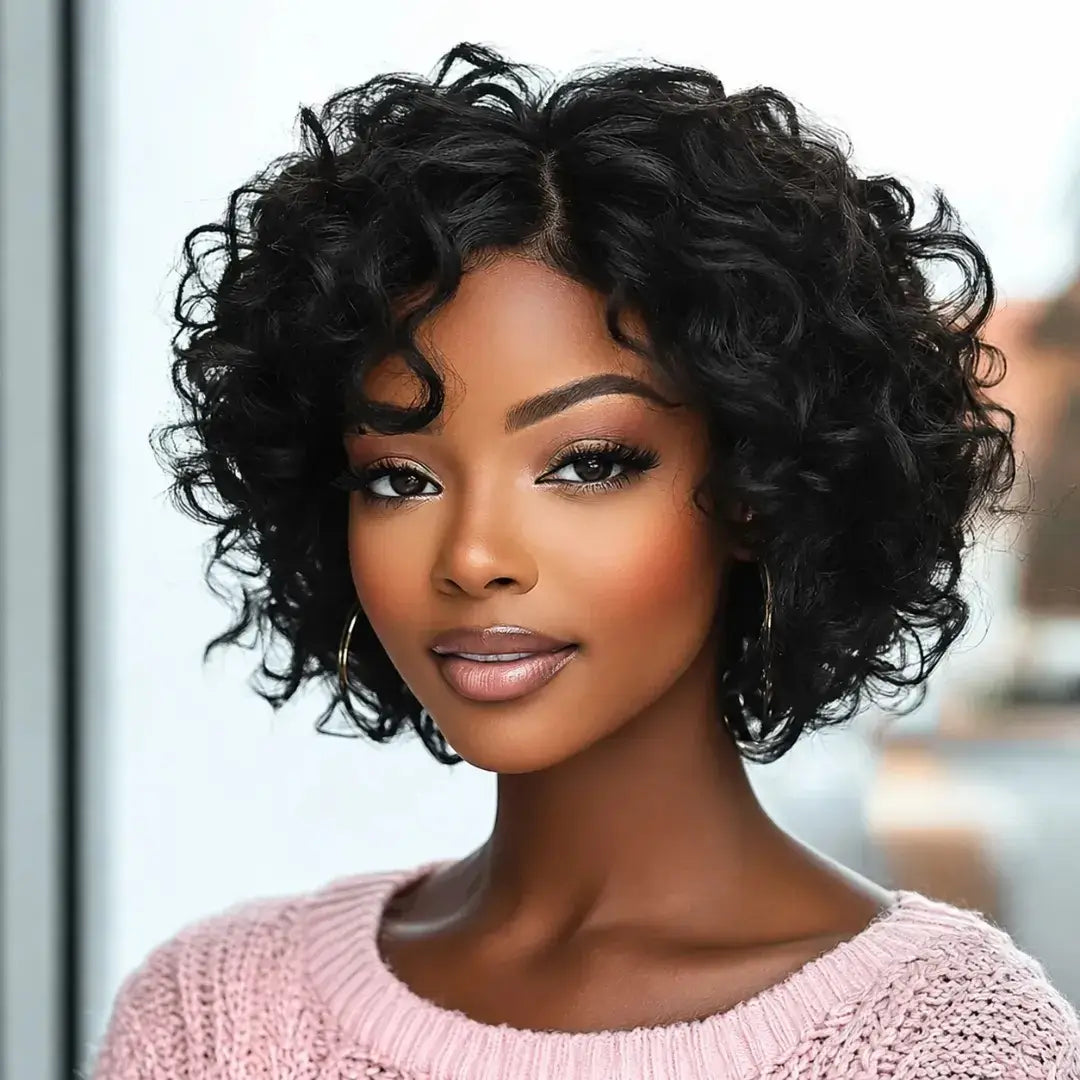 (Wadjet) Body Wave Pixie Cut Human Hair Lace Wig, Short Brazilian Style with Baby Hair