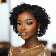 (Wadjet) Body Wave Pixie Cut Human Hair Lace Wig, Short Brazilian Style with Baby Hair