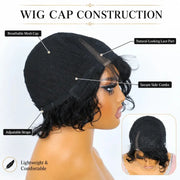 (Wadjet) Body Wave Pixie Cut Human Hair Lace Wig, Short Brazilian Style with Baby Hair