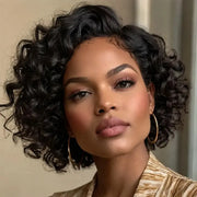 (Wadjet) Body Wave Pixie Cut Human Hair Lace Wig, Short Brazilian Style with Baby Hair