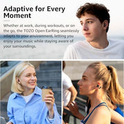 TOZO OpenEarRing Open Ear Earbuds 40H Bluetooth 5.4 Lightweight Comfort | Open Ear Clip On Wireless Earbuds with Smart Digital LED Display, Stable Connection, Secure Fit for Driving Workout Black