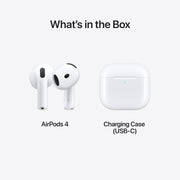 Apple AirPods 4 Wireless Earbuds | Bluetooth Headphones, Personalized Spatial Audio, Sweat & Water Resistant, USB-C Charging Case, H2 Chip
