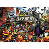 MINIWAN Halloween 1000 Piece Jigsaw Puzzle for Adults, 27.5" x 19.7" | Spooky Haunted House with Pumpkins & Witches, Challenging Fall Decor Puzzle, Unique Gift Idea for Halloween Enthusiasts