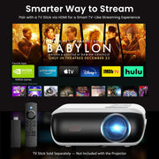 HAPPRUN Native 1080P Bluetooth Projector - Standard | Native 1080P • Mini & Portable • Easy Setup • Built-in Speaker • HDMI for PC, Laptop & PS5