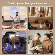 Mini Projector 4K Support, Portable Projector Full HD 1080P Support | Short Throw, 270° Rotation, Outdoor&Indoor, Ceiling Projection, Smartphone, TV Stick, Laptop, HDMI, USB, PS5 Compatible