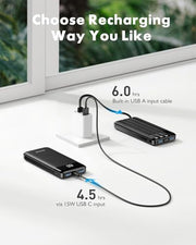 charmast Portable Charger Power Bank with Reinforced Built-in 4 Cables | 10000mAh,6 Outputs 3 Inputs,Travel Essentials,Carry-on Only,3A Fast Charging Portable Phone Charger for iPhone Samsung Pixel