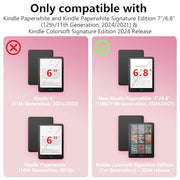 Case for Kindle Paperwhite 7"/6.8" (13th/12th Generation, 2026/2024), Pink | Lainergie Slim High Quality PU Leather Kindle Colorsoft Signature Edition 2024 Case With Stand, Hand Strap, Auto-Wake/Sleep