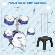 Kids Drum Set for Toddlers 1-3, 5-Piece Light Up Jazz Drum Kit with Stool | Upgraded Jazz Drum Set for Kids, Lights Musical Instrument, Beginner Kit, Birthday Christmas Gift for Boys Girls Ages 3-5 5-7