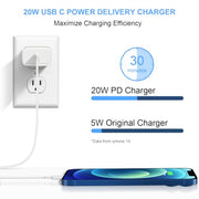 iPhone 14 13 12 Charger Fast Charging 20W USB C Wall Charger with 6FT Cable | PD Fast Charging for iPhone 14/13/12/11/Pro/Pro Max/Mini/Xs Max/XR/X, iPad