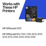 HP 952XL Black + 952 Cyan, Magenta, Yellow Ink | Works with Printer Series: OfficeJet 8702, OfficeJet Pro 7720, 7740, 8210, 8710, 8720, 8730, 8740 | N9K28AN