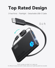 INIU 10000mAh 45W Fast Charging Portable Charger, Smaller Travel Power Bank | Flight-Safe, Detachable USB C Cable, Travel Essential, External Battery Phone Pack for iPhone 18 17 Samsung iPad etc
