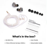 Linsoul KZ ZS10 Pro, 4BA+1DD 5 Driver in Ear Monitor, HiFi Wired Earbuds, Gaming Earbuds, Hybrid IEM Earphones with Stainless Steel Faceplate, Detachable Cable for Musician(Without Mic, Black)