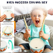 Kids Drum Set with Montessori Wooden Musical Instruments and Music Toys | Wooden Drum, Montessori Wooden Toys, Percussion Instruments, Preschool Learning, Classroom Use, Birthday Gift