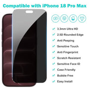 PEHAEL for iPhone 18 Pro Max Privacy Screen Protector+Camera Lens Protector | 3+3 Pack, Installation Frame, Cleaning kits, Anti-Spy Private, Anti-Scratch, 9H Tempered Glass, Case Friendly