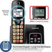 Panasonic Cordless Phone with Answering Machine, 2 Handsets Landline Phone | Home phones landline cordless featuring an answering machine, call block and caller ID, Metallic Black, KX-TGD832M