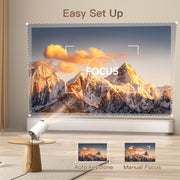 [Built-in Apps & 2026 Upgraded] Mini Projector with Wi-Fi 6 & Bluetooth 5.4, 1080P 4K Support Full HD, Auto Keystone 360° Portable Home Cinema Smart Projector for iOS/Android X1