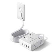 SUPERDANNY Extension Cord,Flat Plug Surge Protector Power Strip,10Ft | 8 AC & 4 USB Ports (2 USB C),Surge Protector with 1050J,Desk Charging Station for Home Office,College Dorm Room Essentials