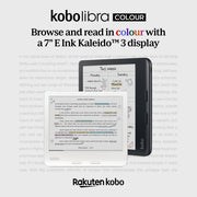 Kobo Libra Colour eReader, 7” Color E Ink, Waterproof, White | 7” Color E Ink Kaleido 3, Dark Mode, Waterproof, eBooks, Audiobooks, Recycled Materials