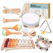 YHHYTOY Montessori Toys Wooden Baby Musical Instruments Set for Toddlers | 18 Month Old Toys Toddler Percussion Instruments, Xylophone Maracas Tambourine Birthday Christmas Gifts for Girls Boys Kids