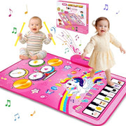 Toys for 1 Year Old Girl Gifts: 3 in 1 Baby Musical Mat Toddler Toy Age 1-2 | Piano Drum Animal Touch Unicorn Toys - Infant Music Toy 12-18 Months Babies Birthday Gifts for 1 2 3 Year Old Boys Girls