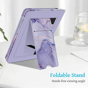 Fintie Stand Case for 6" Kindle 11th Generation 2024/2022, Lilac Marble | Foldable Kickstand PU Leather Cover, Card Slot & Hand Strap, Auto Sleep/Wake, for All-New Kindle 2024/2022 11th Gen e-Reader