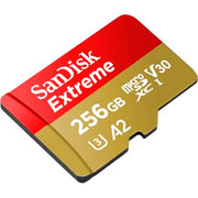 SANDISK 256B Extreme microSD Card + Adapter, Up to 245MB/s Read Speeds | UHS-I, V30, 5K & 4K UHD, U3, C10, A2, Up to 170MB/s Write Speeds, Ideal for Action Cams+Drones, Android- SDSQXH9-256G-GZ6MA