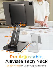 LISEN iPad Stand Tablet Holder for Desk, Kindle Accessories Stand for Apple | iPhone Duo iPad Accessories, Fold Portable Monitor Stand, Phone Stand Desk Accessories Offices Essentials, Gifts for Wo Men
