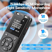 Tonfarb 64GB Digital Voice Recorder with Playback,Audio Recording Device | for Lectures Meeting/Classes/Interviews,Tape Recorder with Voice Activated,Password,Noise Reduction,A-B Repeat,MP3 Player Etc